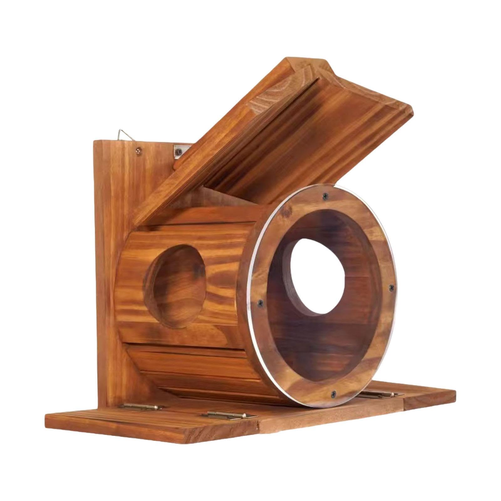 Colcolo Mangiatoia per Scoiattoli in Legno da Esterno, Spaziosa Mangiatoia per in Legno Realizzata a Mano, Ideale per Il Cortile