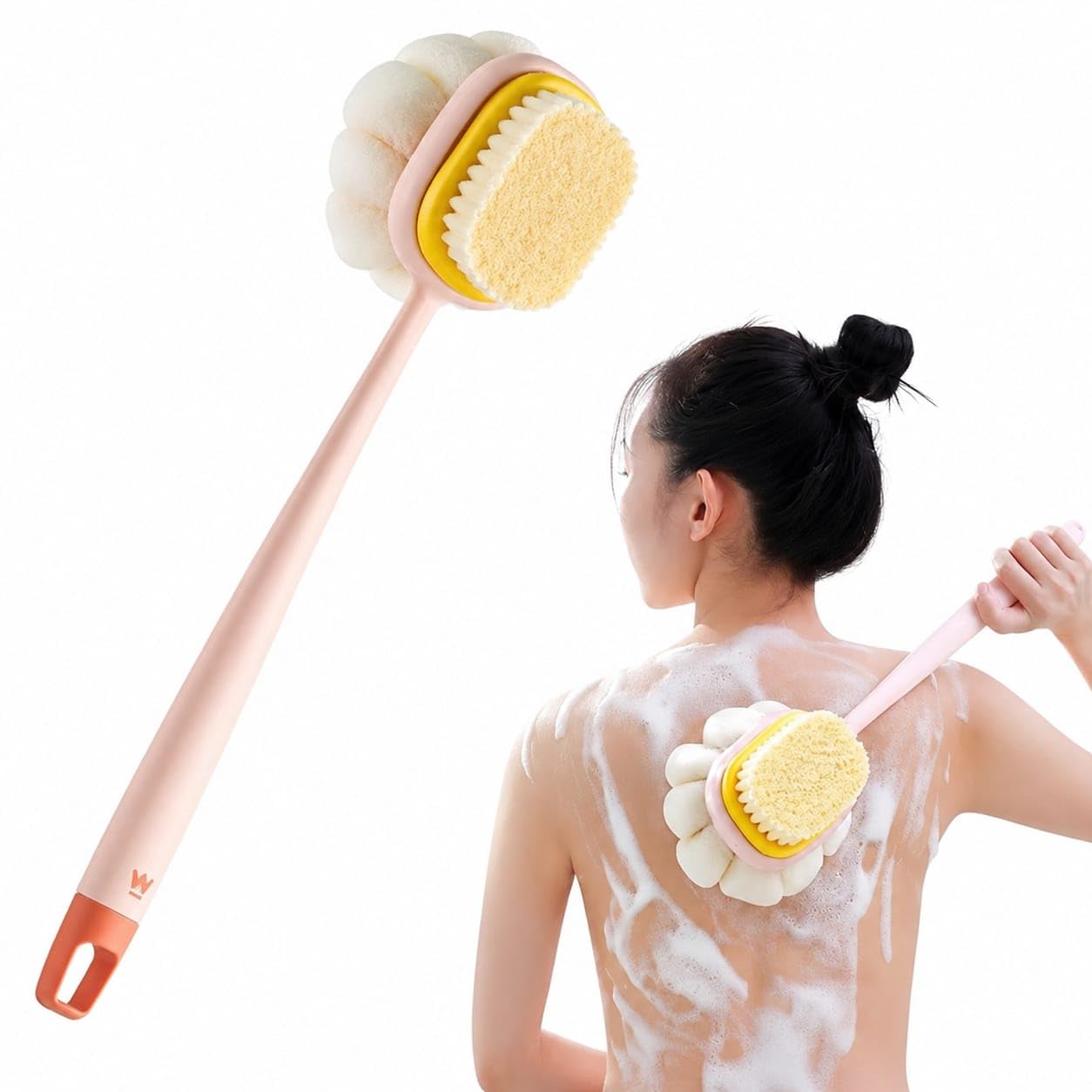 2-in-1 Body Bath Brush with Soft Bristles & Loofah, Long Handle Back Scrubber with 2 Self Adhesive Wall Hooks, Shower Bath Brush for Men & Women, Body Exfoliating & Cleansing Bath Accessories, Pack of 1-picture-21