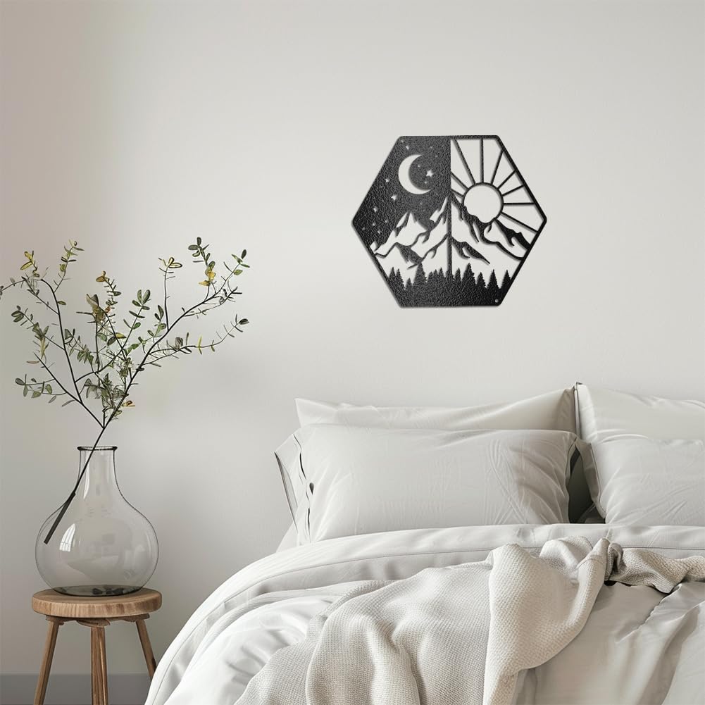 WADORN Metal Moon Sun Mountain Wall Art Decor - Image 2