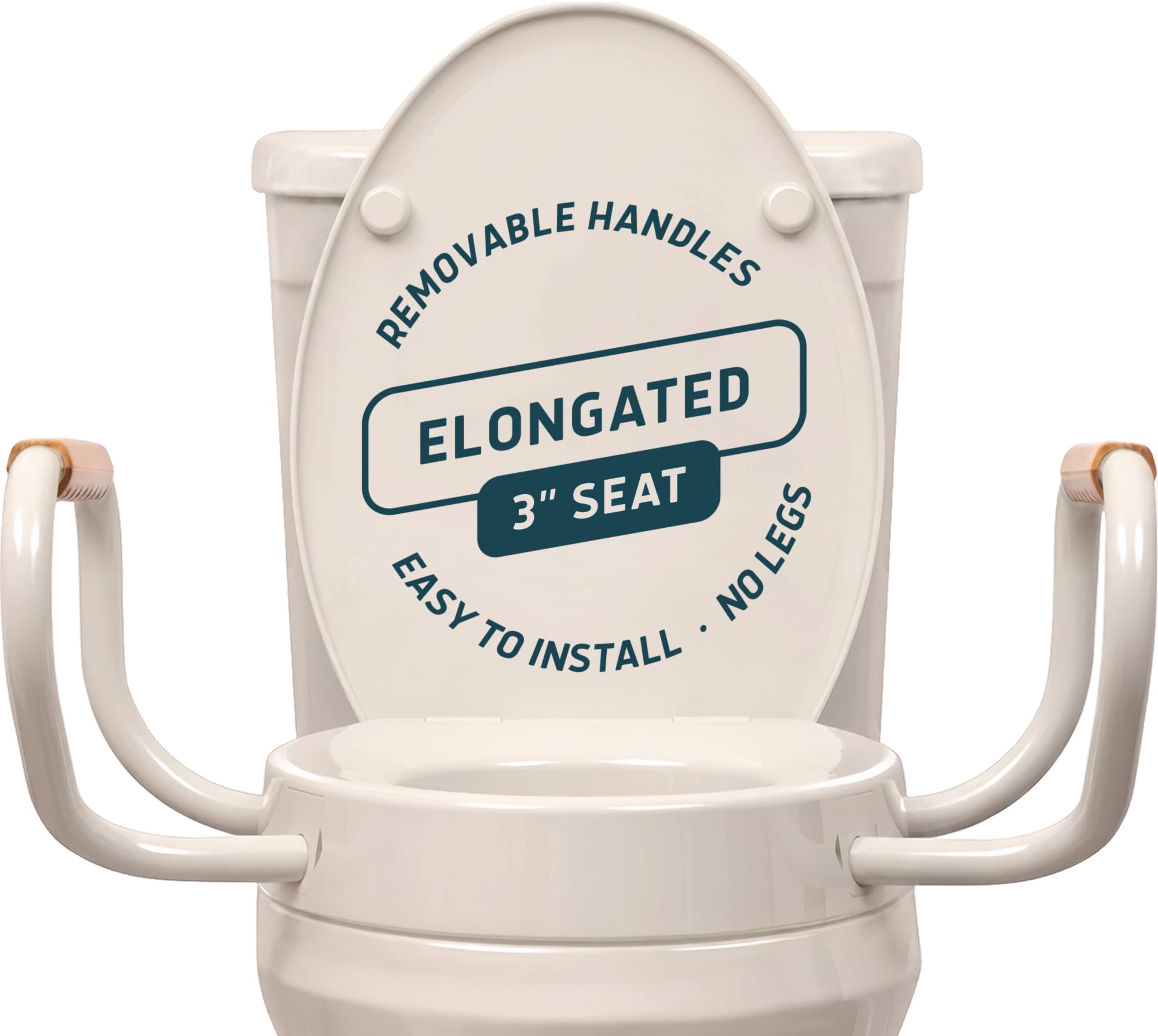 Lunderg Solva Raised Toilet Seat with Handles - Elongated - Adds 3 Inches