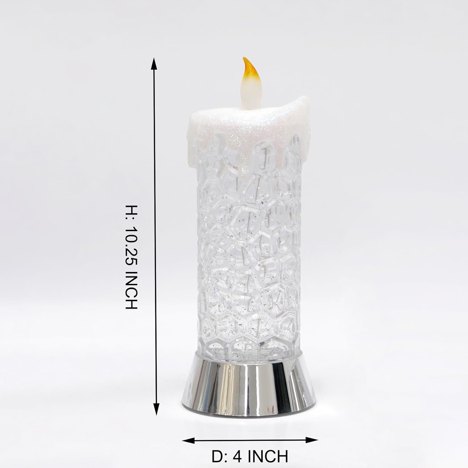 Flameless LED Candles, Battery & USB Operated, 6H Timer, Warm White Lights and Color Changing Lights,Sparkling Love Gift and Home Decor - 1 Pack (10.25" Flameless Candles Figurine)