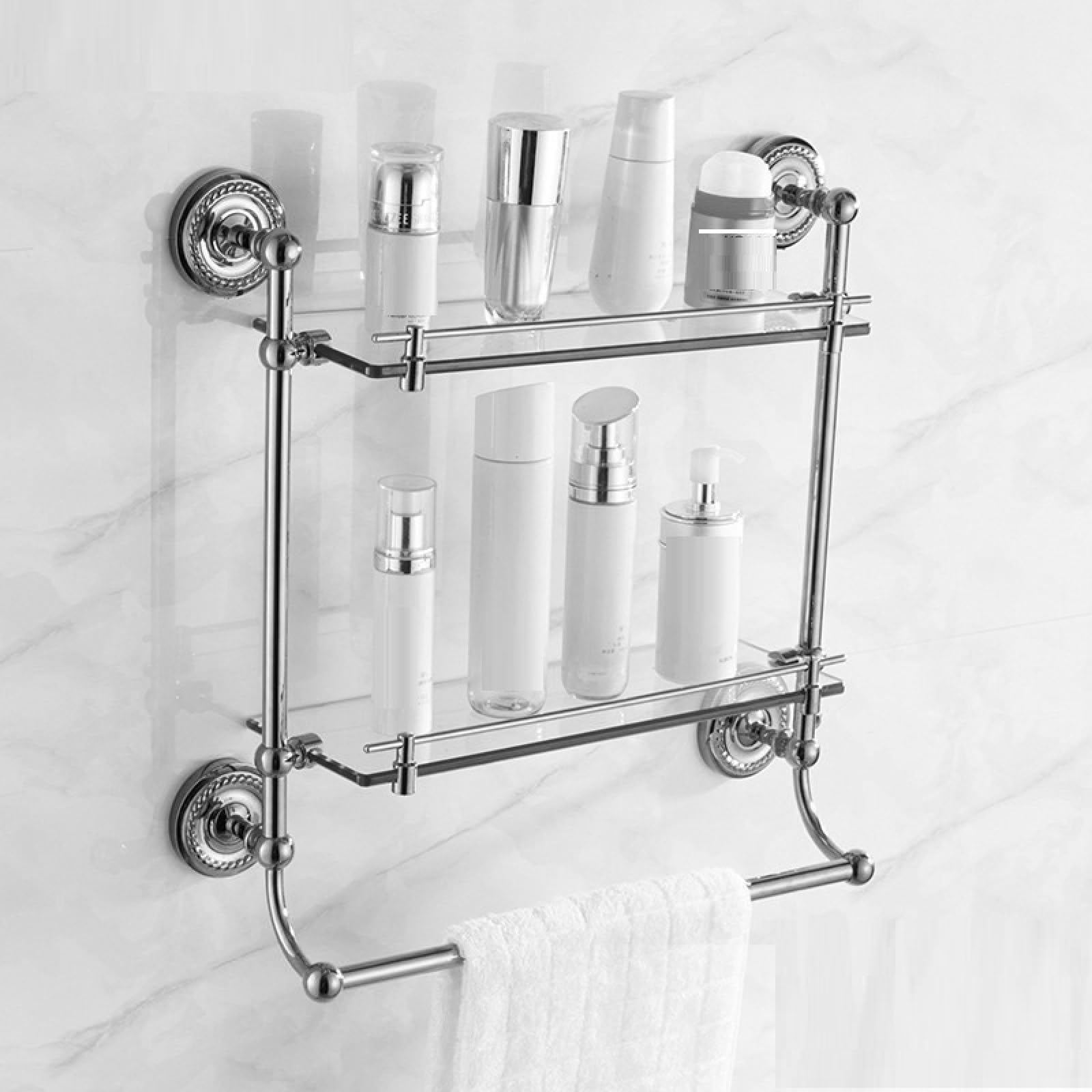 Fanjubei Brass Bathroom Bath Hangers, Double-Layer Vanity Table