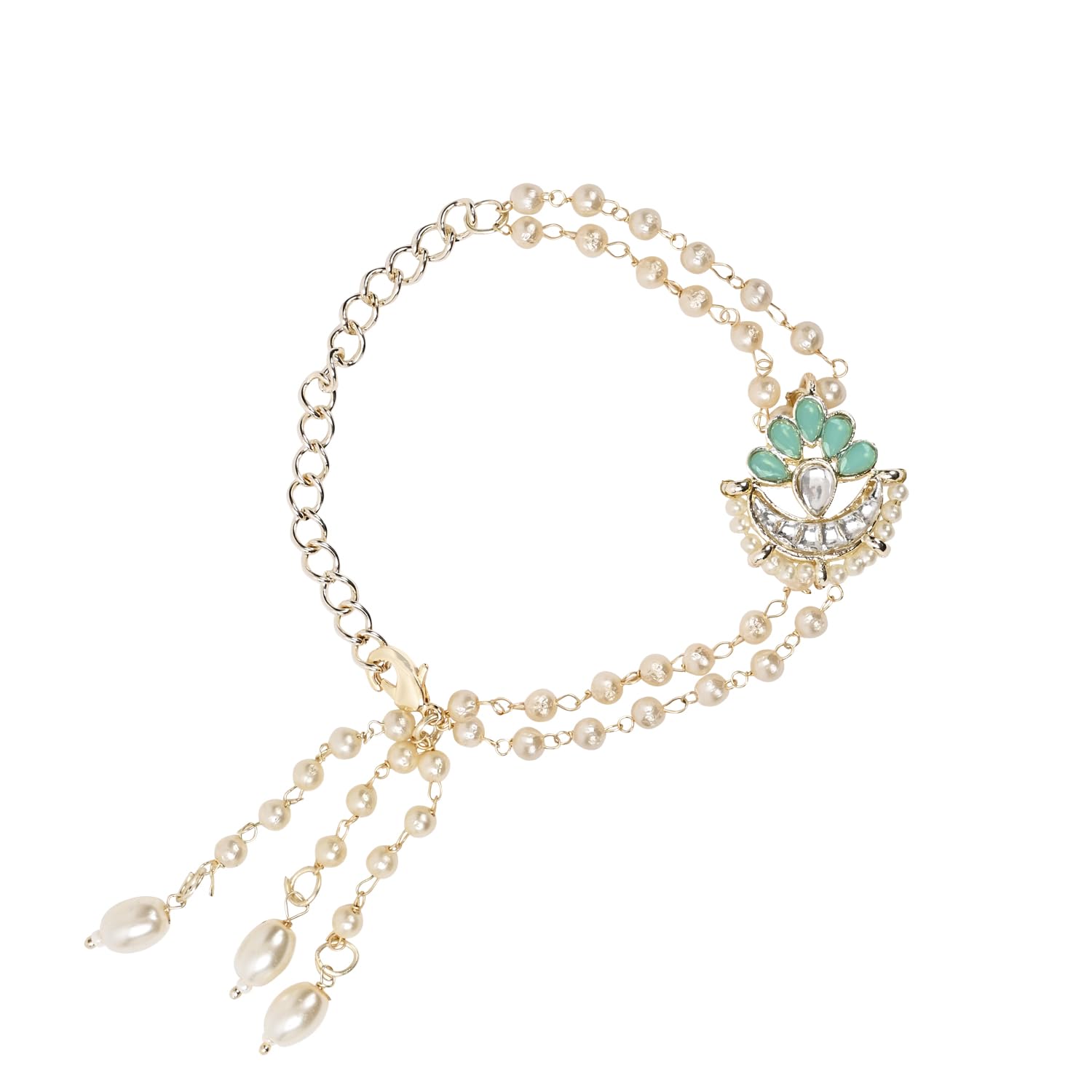 I Jewels Floral Shaped Kundan & Pearl Bracelet For Bhabhi/Sister (R143-L) (Mint) (B0D7S74Y2Y) Amazon Price History, Amazon Price Tracker