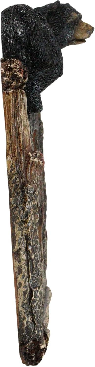 Ebros Gift Set of 2 Novelty Woodland Rustic Forest Black Bear By Rustic Tree Bark Electrical Wall Light Cover Plate Accessory Hand Painted Sculpted Resin (Double Receptacle Outlet)