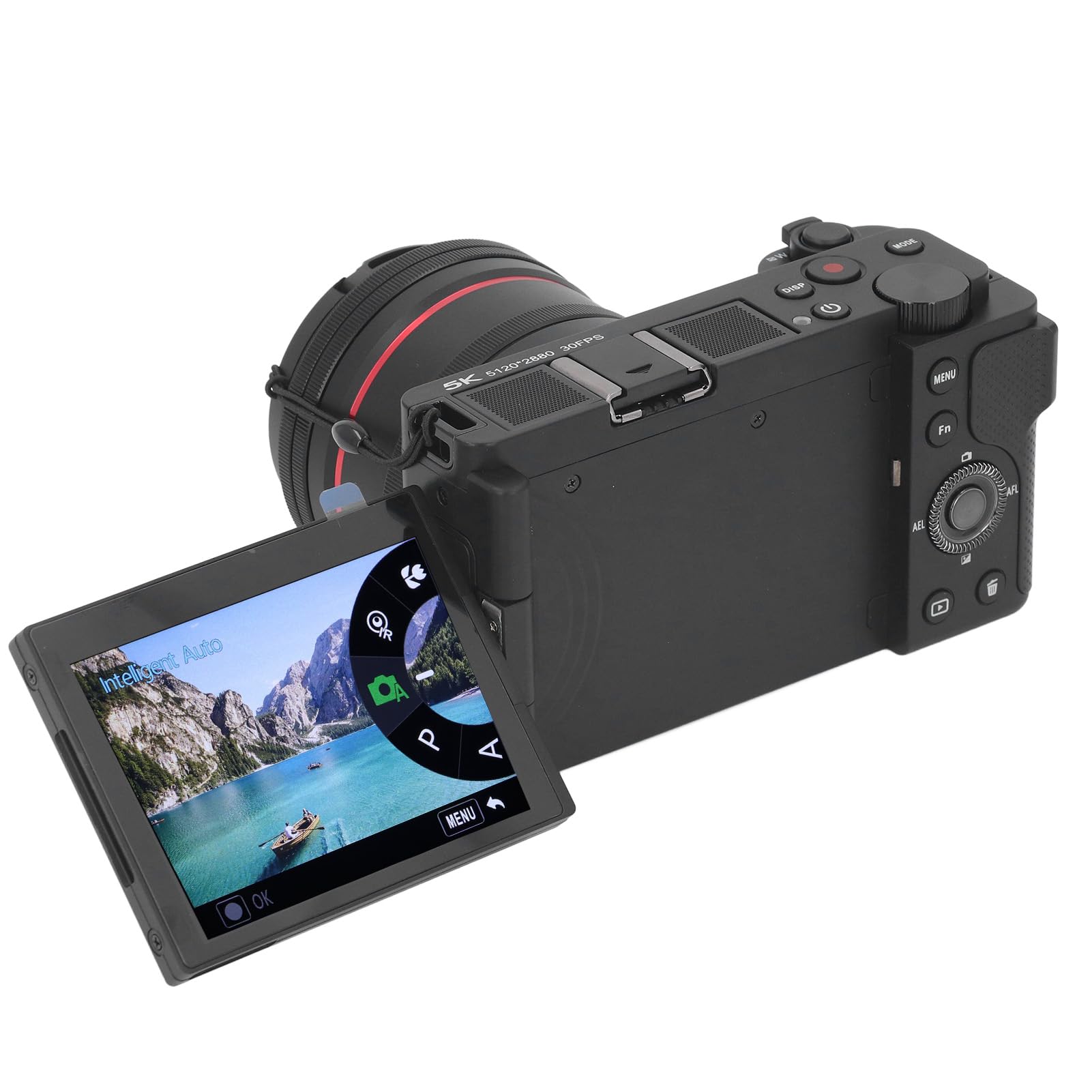 Cyfrowy Aparat Fotograficzny 5K do Fotografii, 64 MP z 12-krotnym Zoomem Optycznym, WiFi i Automatycznym Ustawianiem Ostrości, z 3,2-calowym, Obracanym o 270° Ekranem Dotykowym