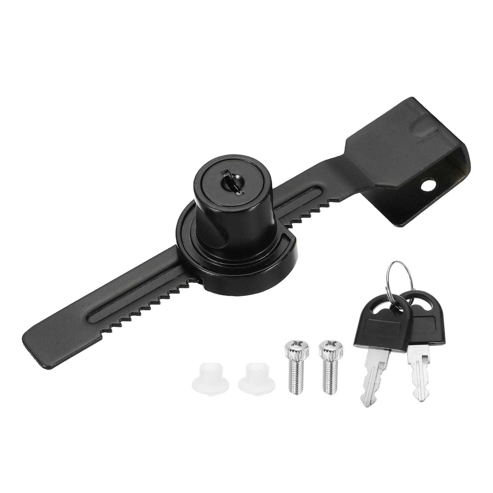 DEFANEX 0.6" Sliding Glass Door Ratchet Lock, Keyed Alike Secure Showcase Display Case Lock - No Drill, for 5-10mm/ 0.2-0.39 inch Cabinet Stores Glass Door, Black