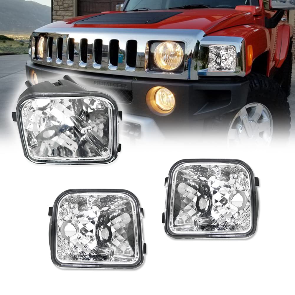 Clear Lens Housing Assembly Kit Compatible with 2006-2010 Hummer H3 H3T Front Bumper Corner Side Marker Parking Turn Signal Lights