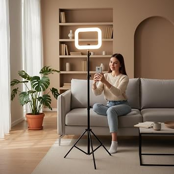 Coverzone 3in1 Şarjlı LED Ring Light Video Işık Seti Ayaklı Telefon Tutucu Bluetooth Kumandalı 20W 2500K-8500K Ayarlanabilir Işık CRI96+ Vlog Canlı Yayın Makyaj Çekim Işığı | RL-200A