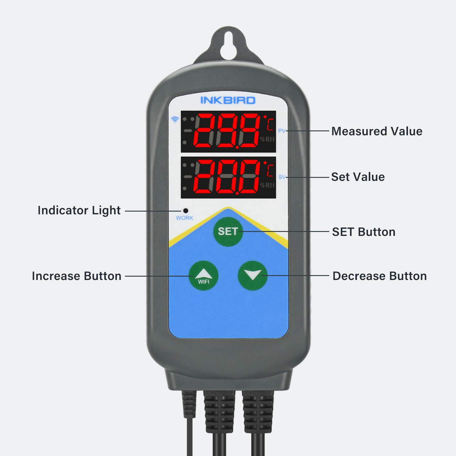 Inkbird WiFi Prise Thermostat Terrarium Jour Nuit pour Reptile Serre | Contrôle APP, Regulateur de Temperature, Contrôleur pour Appareils de Chauffage, Sonde Température, Fermentation Couveuse