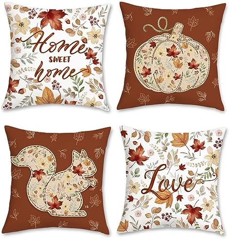 DéCor D'automne Taies D'oreiller 18X18 Lot De 4 Oreillers D De Coussin Automne De Ferme 98562126