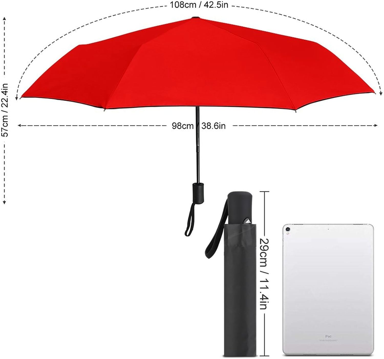 Custom Full-Automatic Umbrella Waterproof and UV Resistant, Add Your Own Name Picture Text, Personalized 3 Folding Portable Sunshade Umbrellas, 37 Colors, 2 Styles, 38.6"