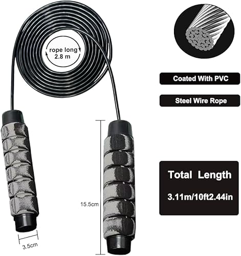 Miniatura 4 de Cuerda de saltar sin enredos con rodamientos de bolas para mujeres y hombres, cuerda de saltar ajustable para ejercicio, cuerda de salto de