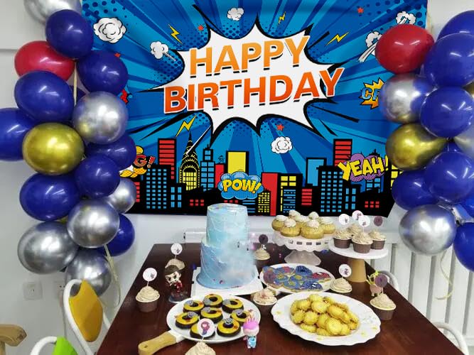 Fondo Fotográfico Superhéroe 7x5 FT Azul Para Fiesta miniatura 2