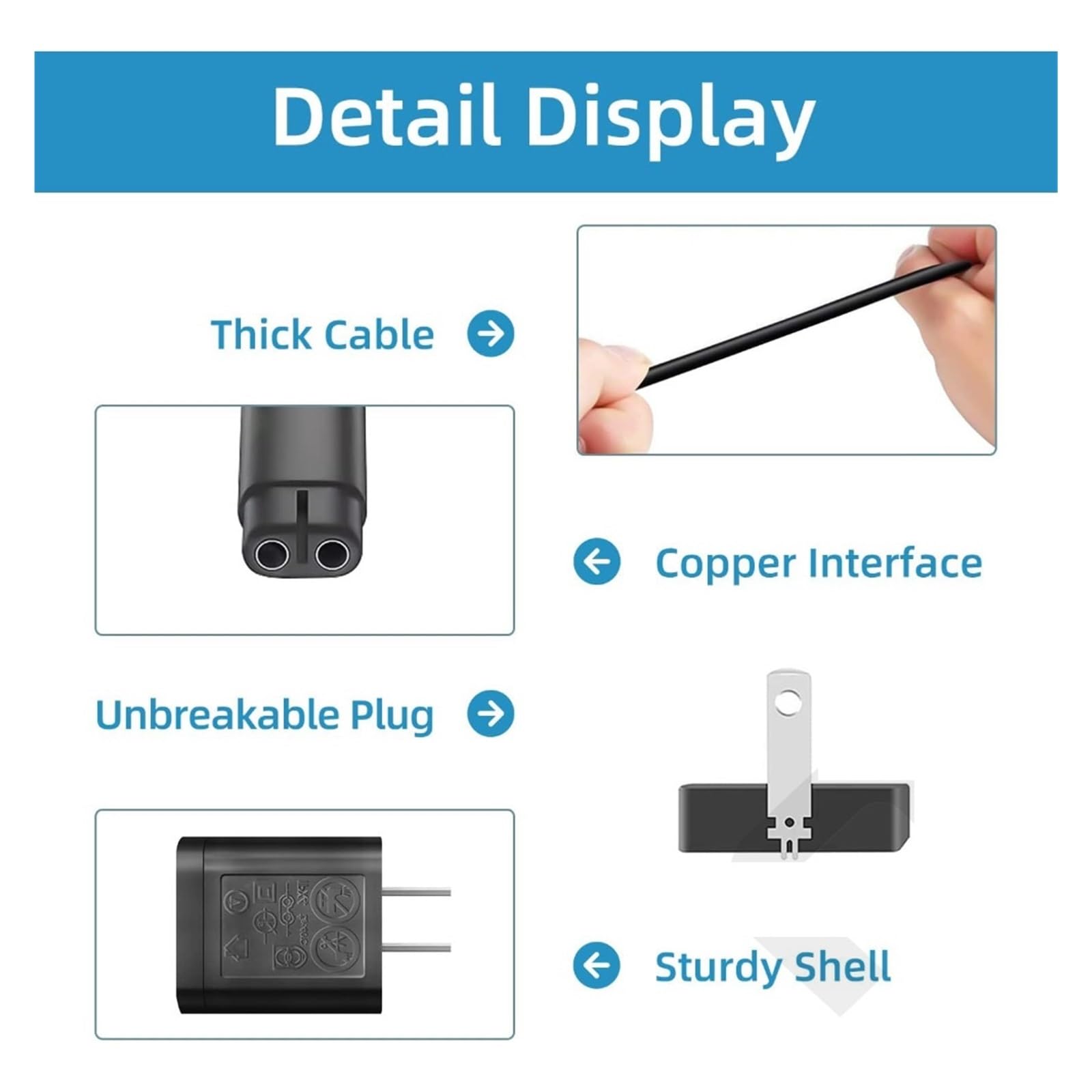 Caricabatterie Di Ricambio for Rasoio Da 4,3 V Compatibile Con Philips | Cavo di alimentazione for caricabatterie for rasoio a una lama QP2520 QP2520/90 QP2520/70 QP2520/72