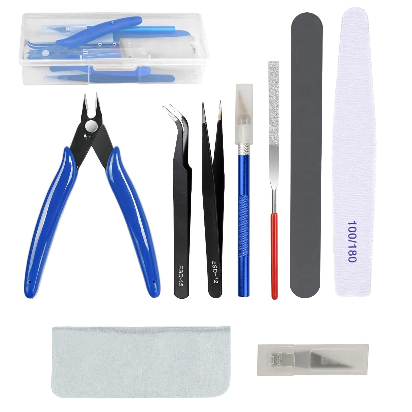 Model Making Tools Kit  14 PCS Hobby Tool Set for Plastic Model Kits, Gundam Building, Car Models, Miniature Assembly, Repair and Crafting with Storage Box