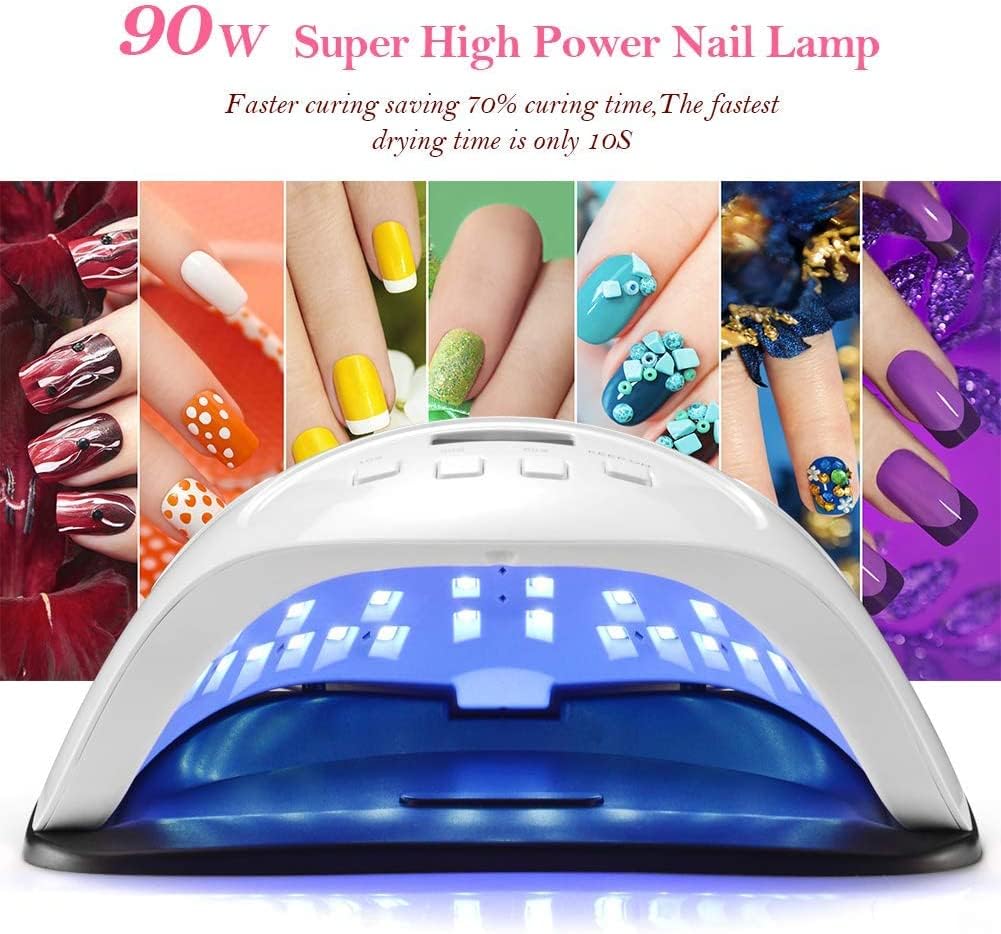 Amazon.co.jp: UV LED ジェルネイルランプ、90W ネイルドライヤー LED