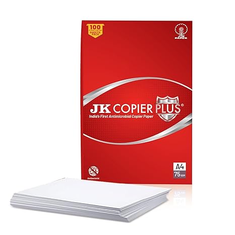 JK Copier Plus Anti Microbial A4 Paper - 75 GSM, 100 Sheets | Reliable & Smooth Performance for Printing