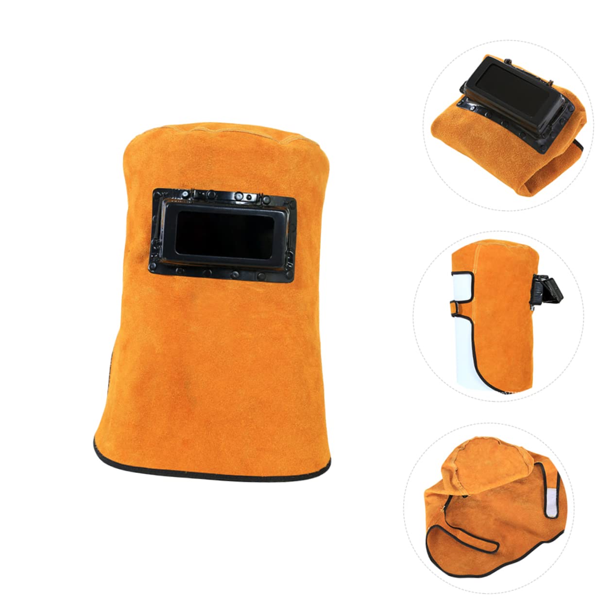 Mikikit Professional Welder Hat Cowhide Face Mask Protective Face Cover for Welding Work