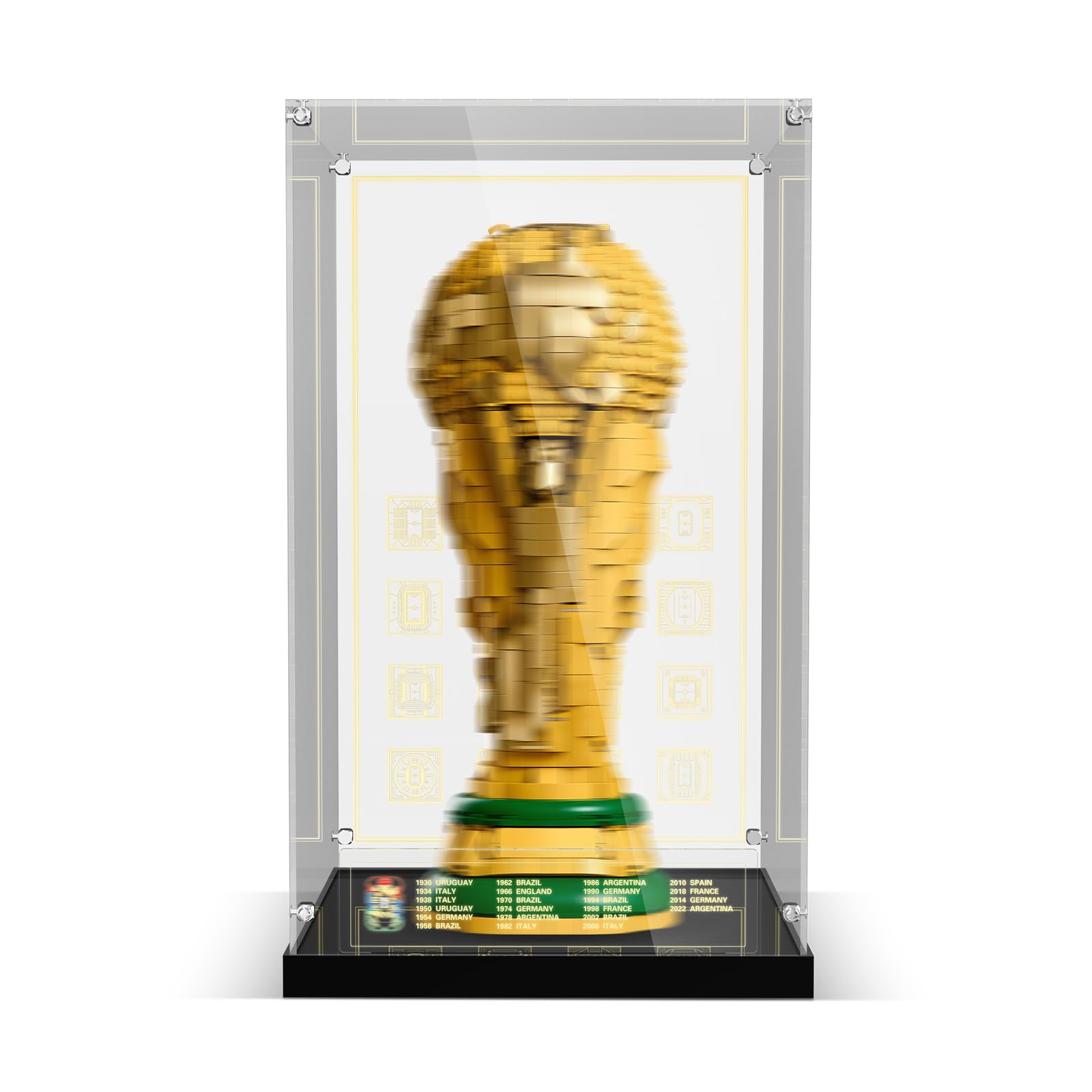 Acrylic Display Case Compatible with Lego 43020 FIFA World Cup Trophy Building Set, Transparent & Dustproof Showcase with LED Lighting (Only Case - Model Not Included)