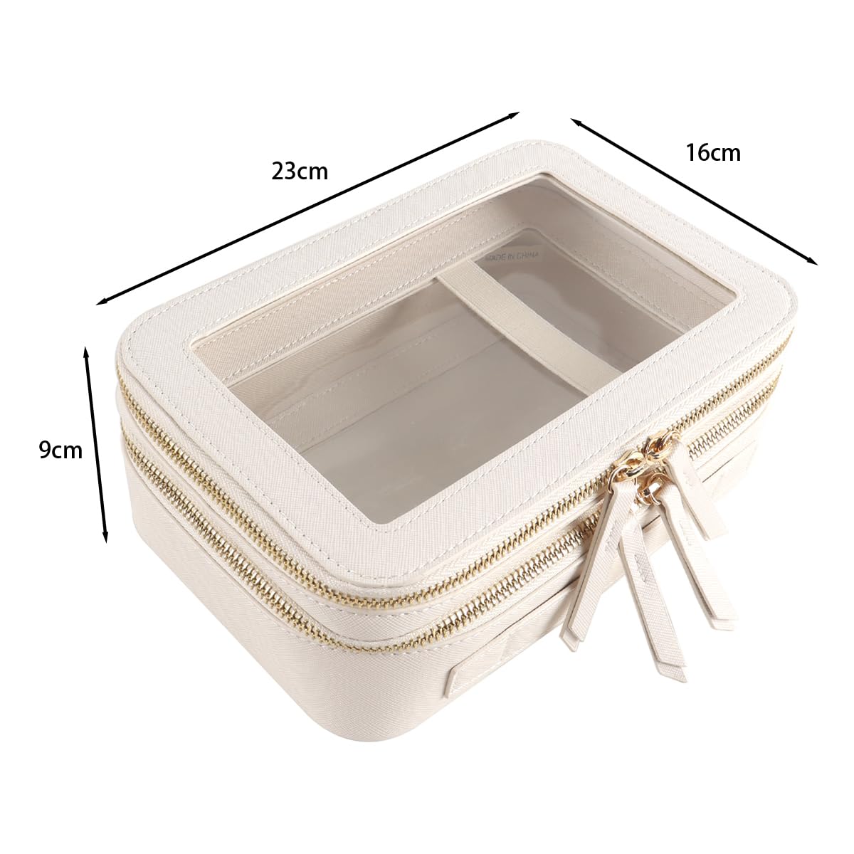 Grobo Przezroczysta kosmetyczka podróżna, 23,5×16×9 cm, zgodna z przepisami, organizer na kosmetyki dla kobiet, biała