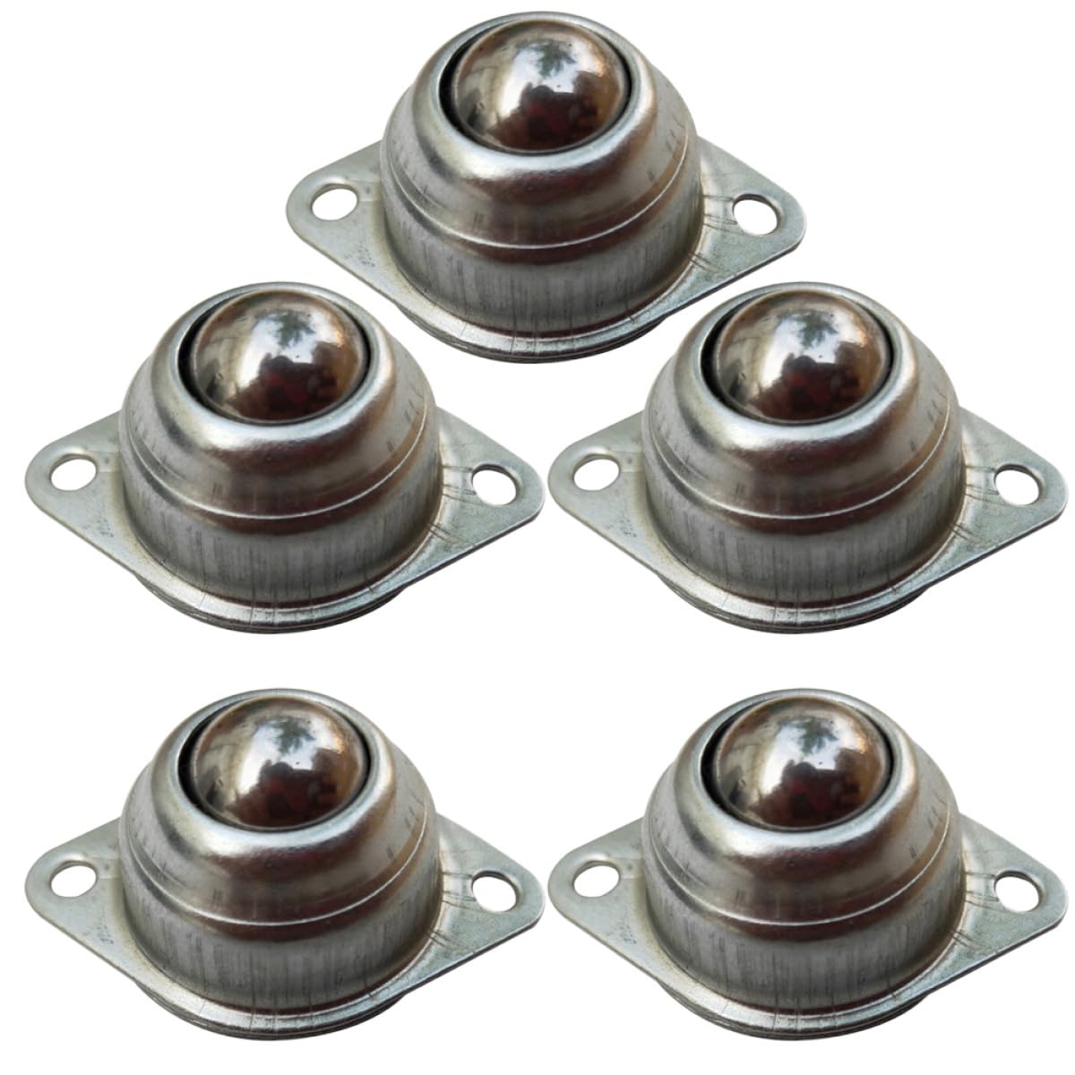 Lot de 5 Roulettes Universelles à Billes en Acier Pivotantes 360° pour Robot et Modélisme Roues Rondes Argentées Montage Facile à Deux Trous Usage Industriel et Manutention