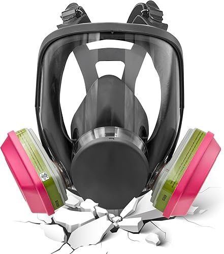 Respirador de cara completa, máscara respiradora reutilizable con filtros, antivaho, ideal para pintura, polvo, pulverización, productos químicos