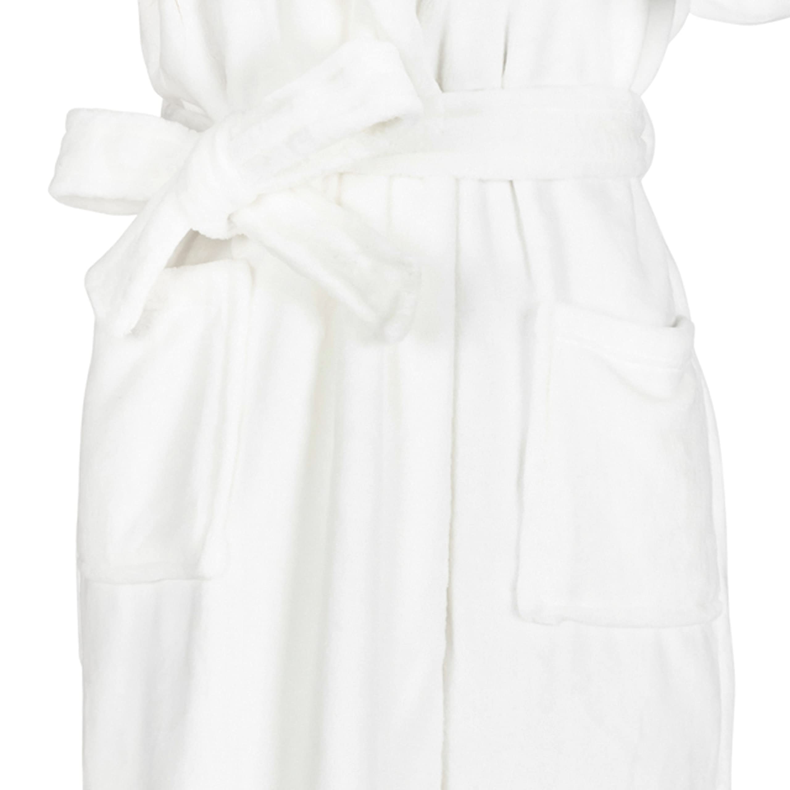 MONHOUSE Womens Dressing Gown - Premium Super Soft & Cosy Long Bathrobe - Ladies Thick Flannel Luxury Housecoat - Warm Fluffy Shearling Spa Robe for Her - Sherpa Bathrobe - White UK 16-18