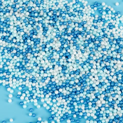 Image of Edible Mini Nonpareil,Blue White Sprinkles 130g,Dark Light Tiny Sugar Pearls,Food Grade Baking for Cupcake Toppers,Cookie Donuts Ice Cream Decorating,Birthday Party Decorations,Anniversary Feasts,Frozen Themed Holiday Party Dessert Supplies