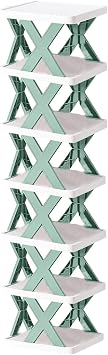 Collapsible Shoe Rack Space Saving Foldable Shoe Storage Organizer Plastic Multi Layer Free Installation Shoe Cubby Shelf for Bedroom, Entryway, Closet, Living Room Blue, 6 Layers