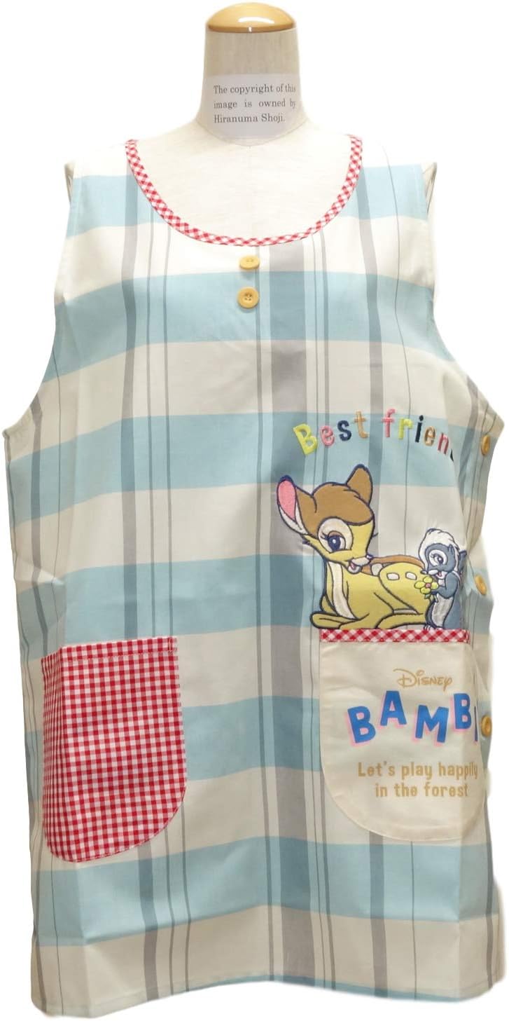 Amazon Co Jp バンビ サイドボタン キャラクター エプロン ディズニー サックス s 保育士エプロン ホーム キッチン