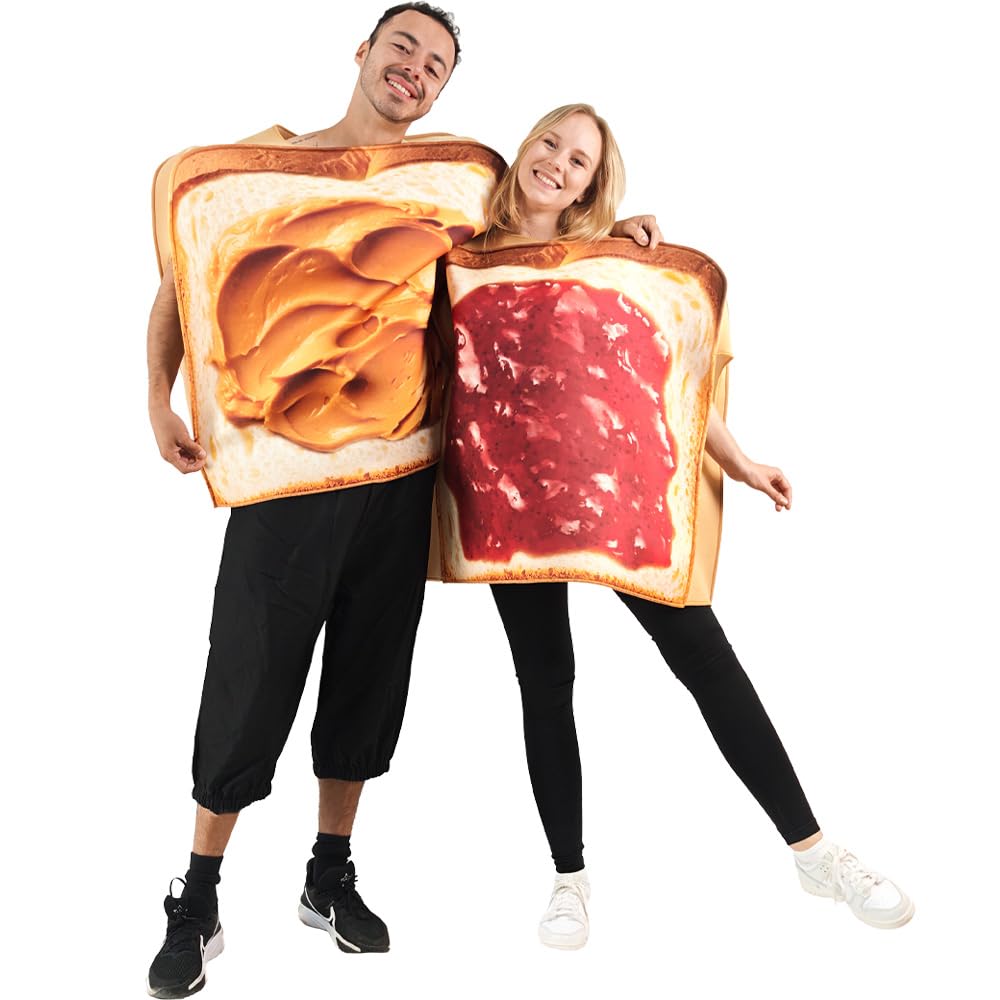 EraSpooky Disfraz de Pareja Mantequilla de Maní y Mermelada Divertido Traje de Sándwich para Adultos Set de 2 Piezas