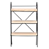112: Bookshelf, Miniature Display Shelf for Living Room, Study Room, Iron and Birch Wood, 8x35x125cm.., Multifunctional Shelf for Furniture Accessories
