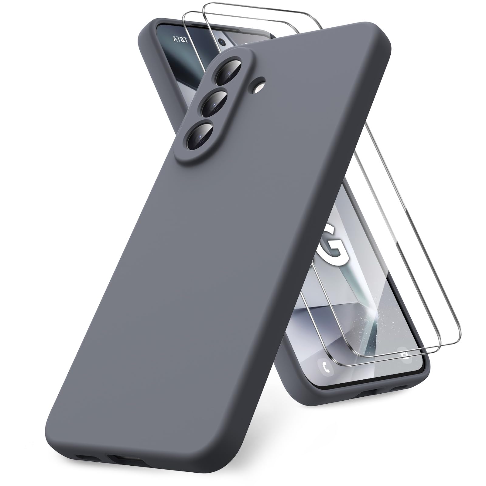 Vansdon Handyhülle kompatibel mit Samsung Galaxy A37 5G Hülle, 2 Stück Panzer Schutz Glas, weiche TPU Flüssigsilikonhülle, stoßfestem Gummi Silikongel Fall-Taupe