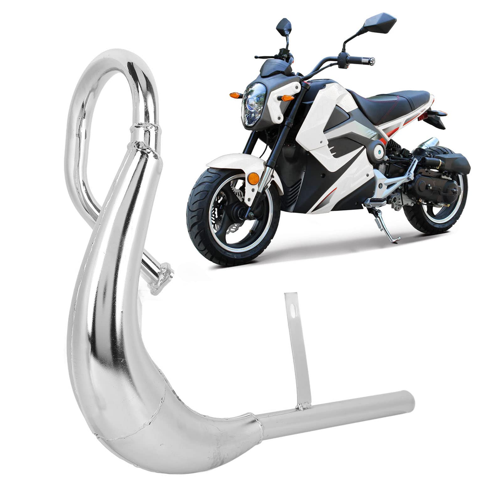 Motorrad-Auspuffrohr Schalldämpfer 40mm Aluminiumlegierung Geräuschreduzierung Elektrofahrrad Auspuffrohr mit Dichtung Silber