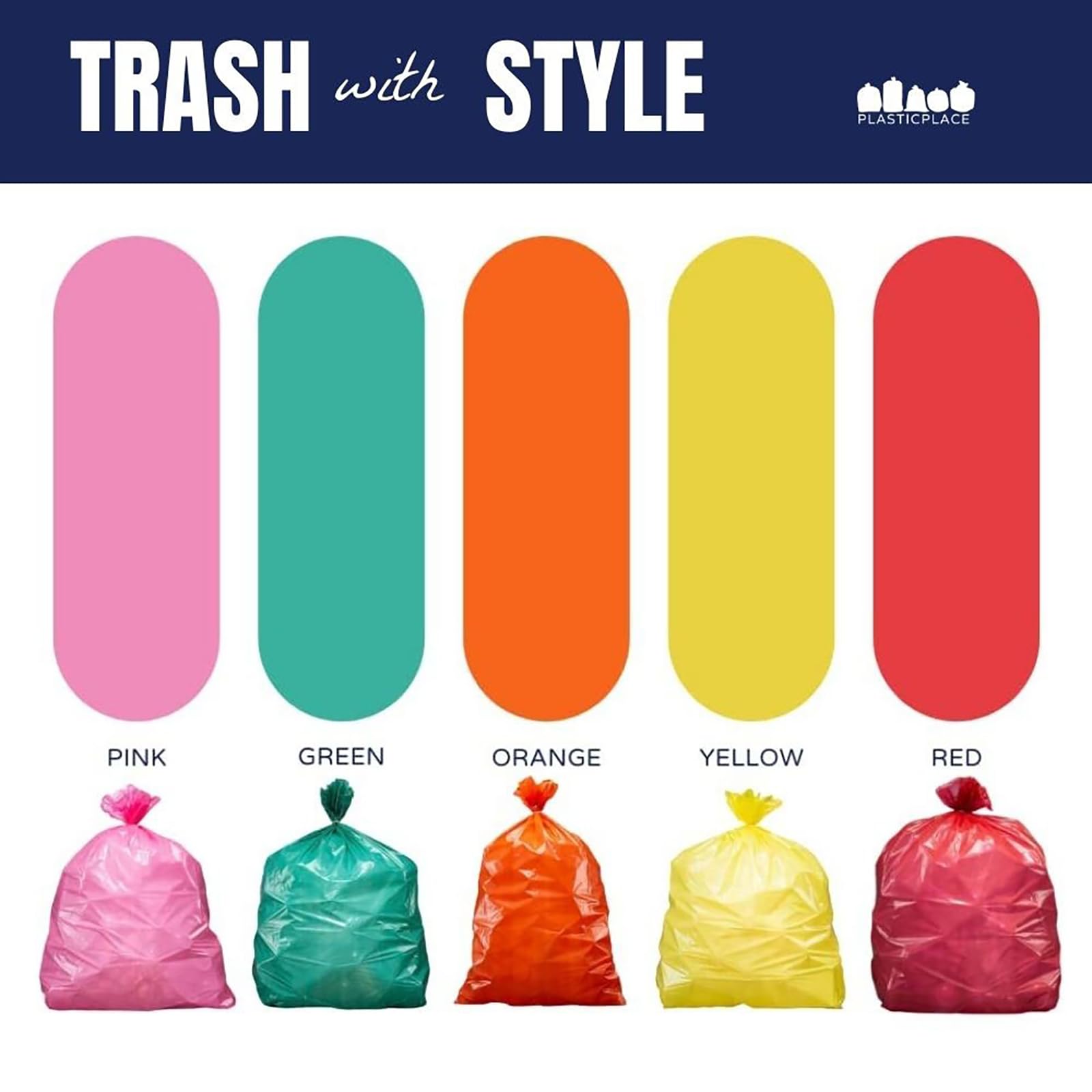 Plasticplace Sacchetti per rifiuti da 32-33 galloni, 1,2 mil, fodere per immondizia blu, 83,8 x 99,1 cm (100 pezzi
