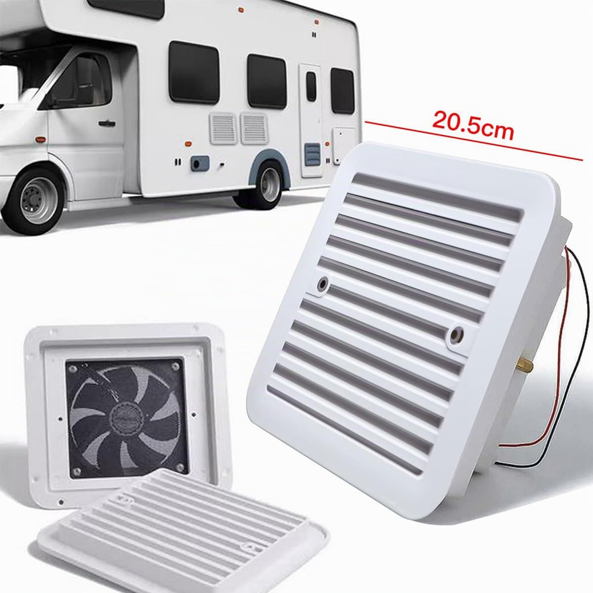 Sarini Extractor de Aire para Caravana, 2,4 W, 12 V, con persianas enrollables, ventilación unidireccional, Accesorio de ventilación para Autocaravana