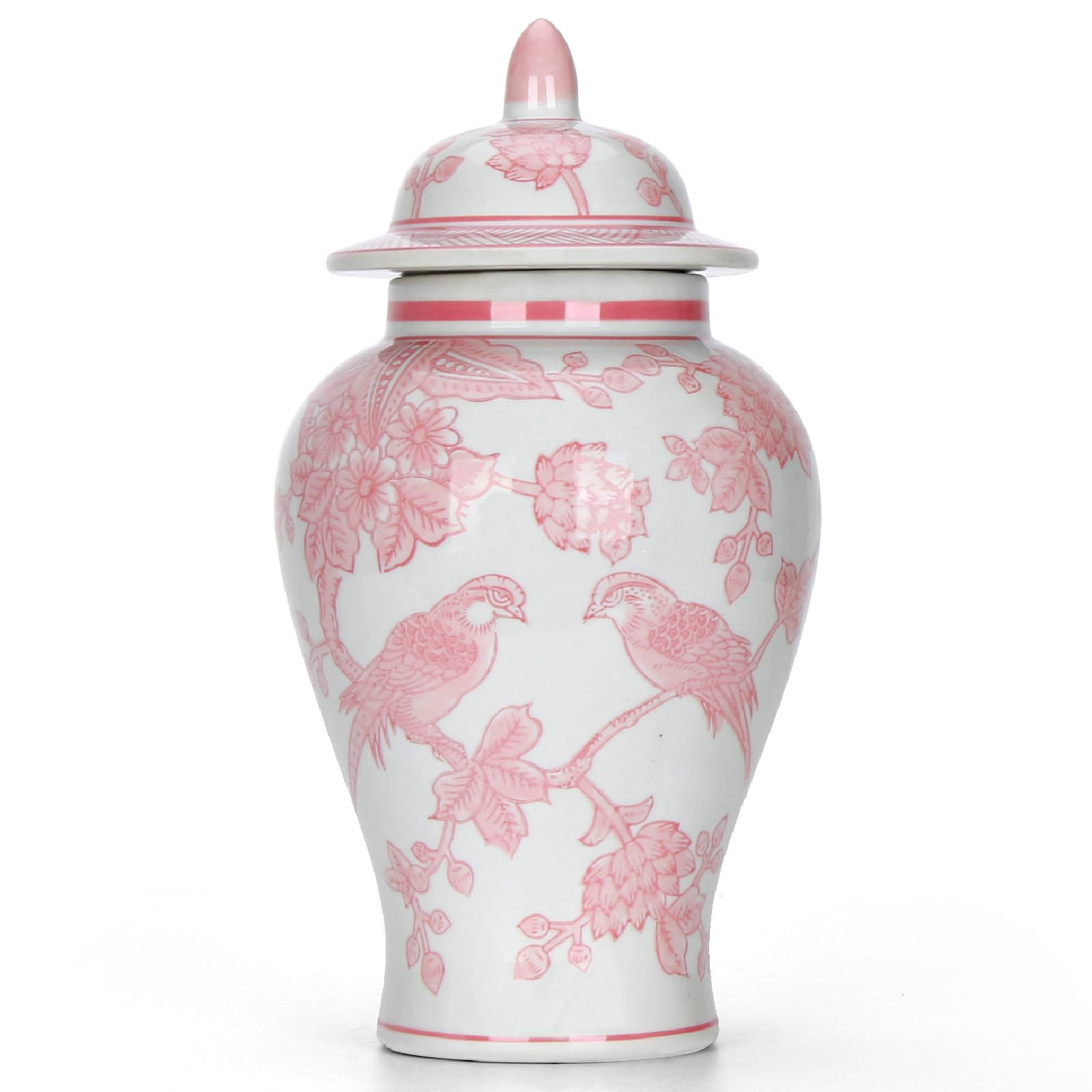 Amazon.com: 11″ Pink Ginger Jar with Lid Porcelain Stylized