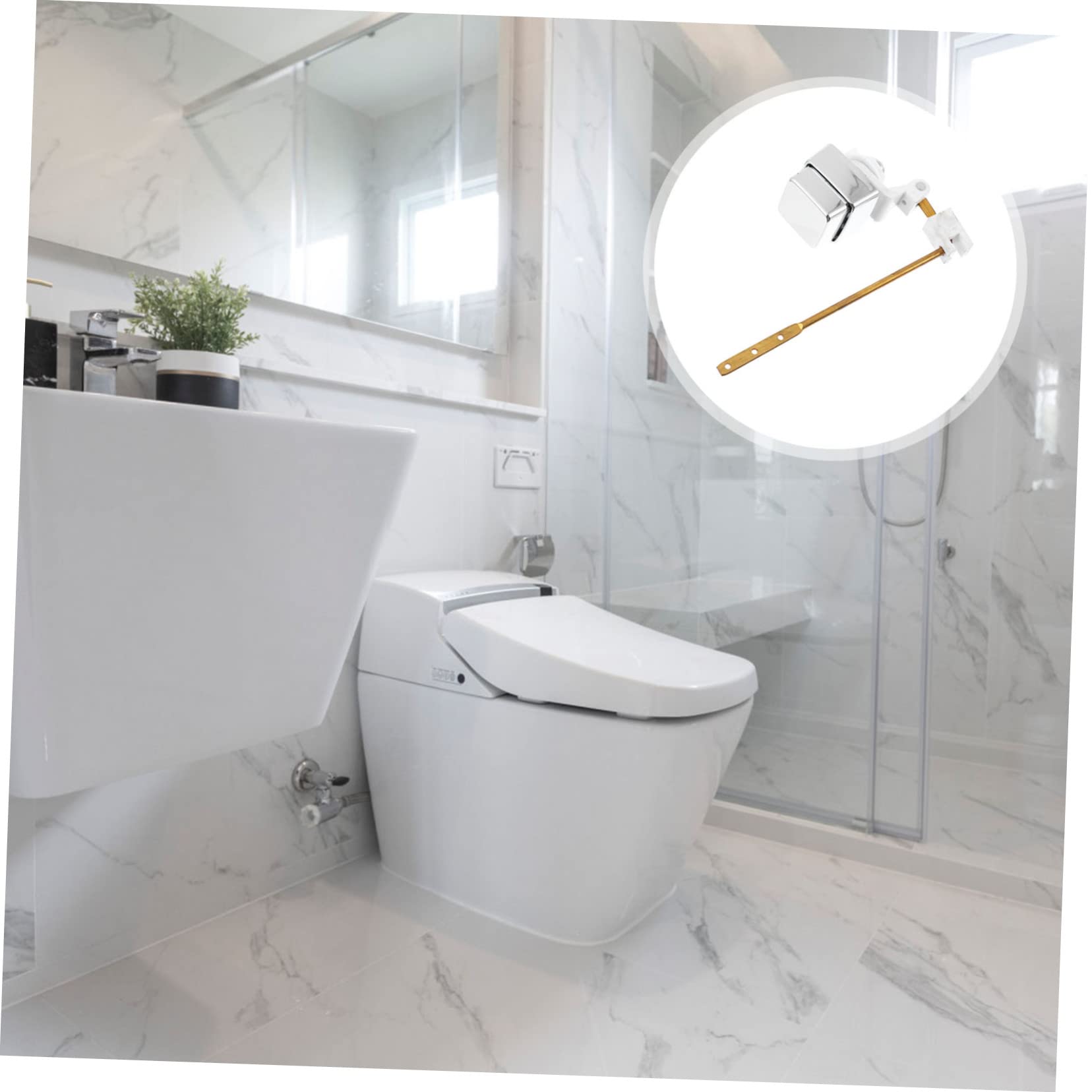 4 Pezzi Pulsante a Canna Rame Quadrata Leva Del Serbatoio Di Risciacquo Leva Del Serbatoio Del Gabinetto Toilette a Leva Pulsante Laterale Del Gabinetto Pulsante Sciacquone Argento