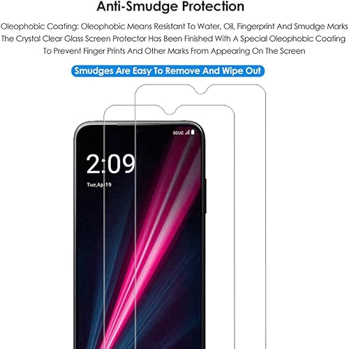 Miniatura 4 de VIESUP Protector de pantalla transparente para T-Mobile Revvl 6 Pro 5G HD - Paquete de 2 polainas templadas antiarañazos para T-Mobile REVVL 6 PRO