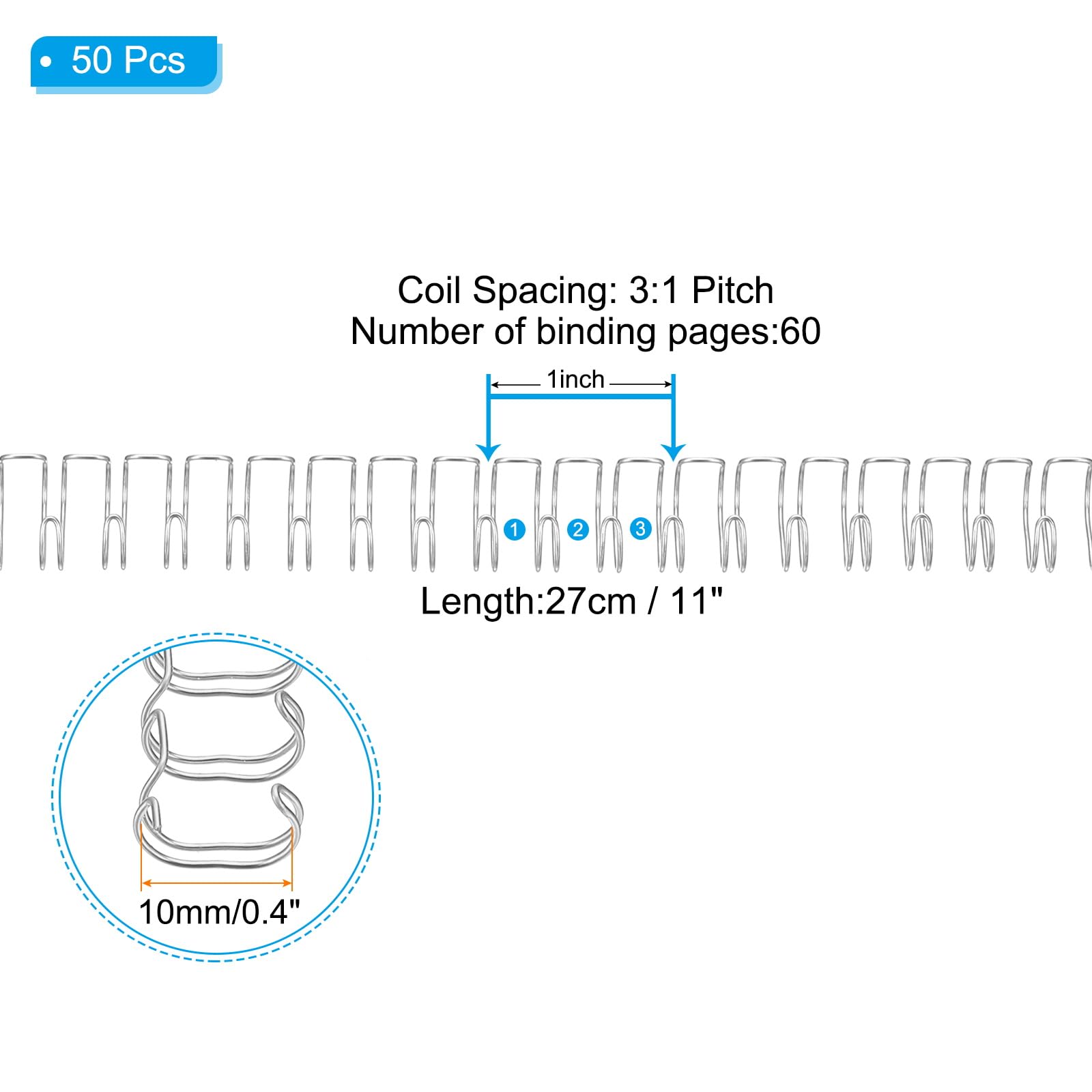 PATIKIL 10mm (3/8") Double Loop Wire Binding Combs - Image 2
