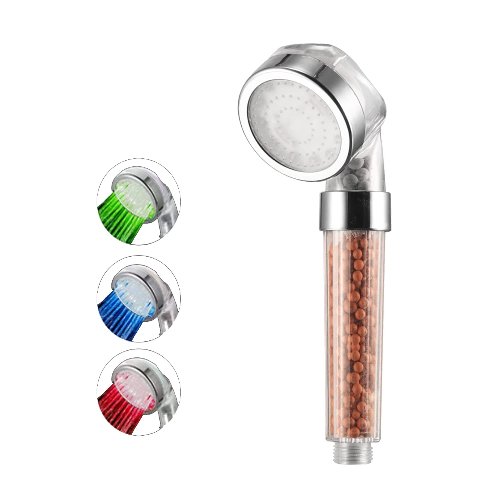 Ivishow Led Shower Head with 3 Color Changing, Handheld Shower Head Filter, shower Head High Pressure with Turbo Spa Dual Filter No Batteries For Dry Skin& Hair.