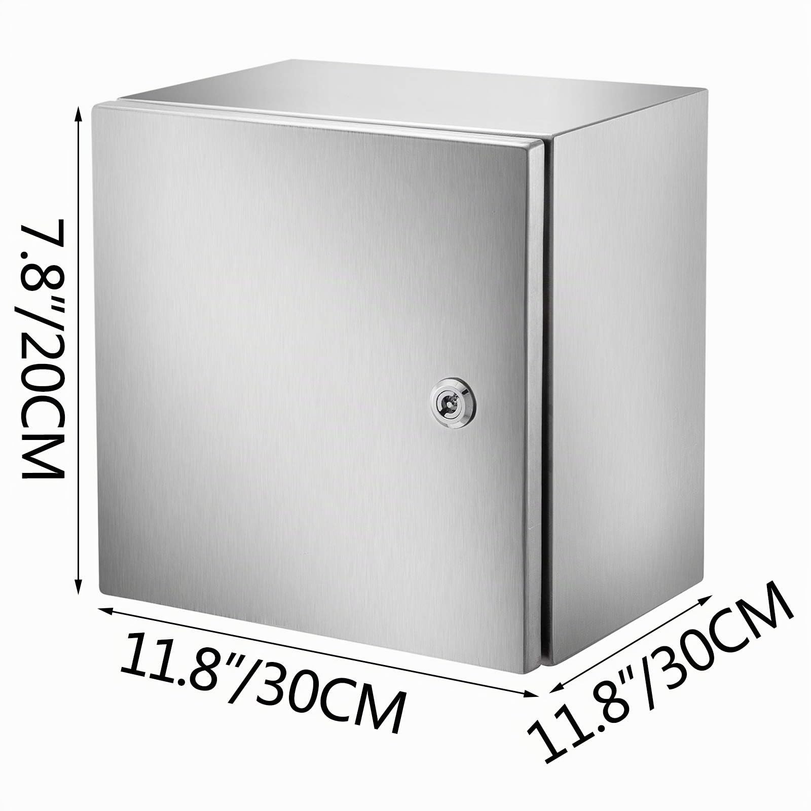VEVOR Boîtier en acier inoxydable, 300 x 300 x 205 mm boîte de jonction électrique NEMA 4X IP66 étanche et anti-poussière, boîte de jonction électrique extérieure/intérieure, avec plaque de montage