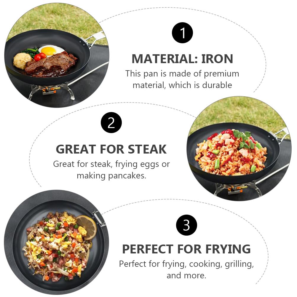 VANZACK 9 Frying Pan Outdoor Griddle Non-stick Frying Pan Camping Pans Stove Frying Pan Cast Iron Grill Plate Nonstick Grill Pan Iron Skillet Steak Pan Non-stick Pan Fold Black Grill Pan