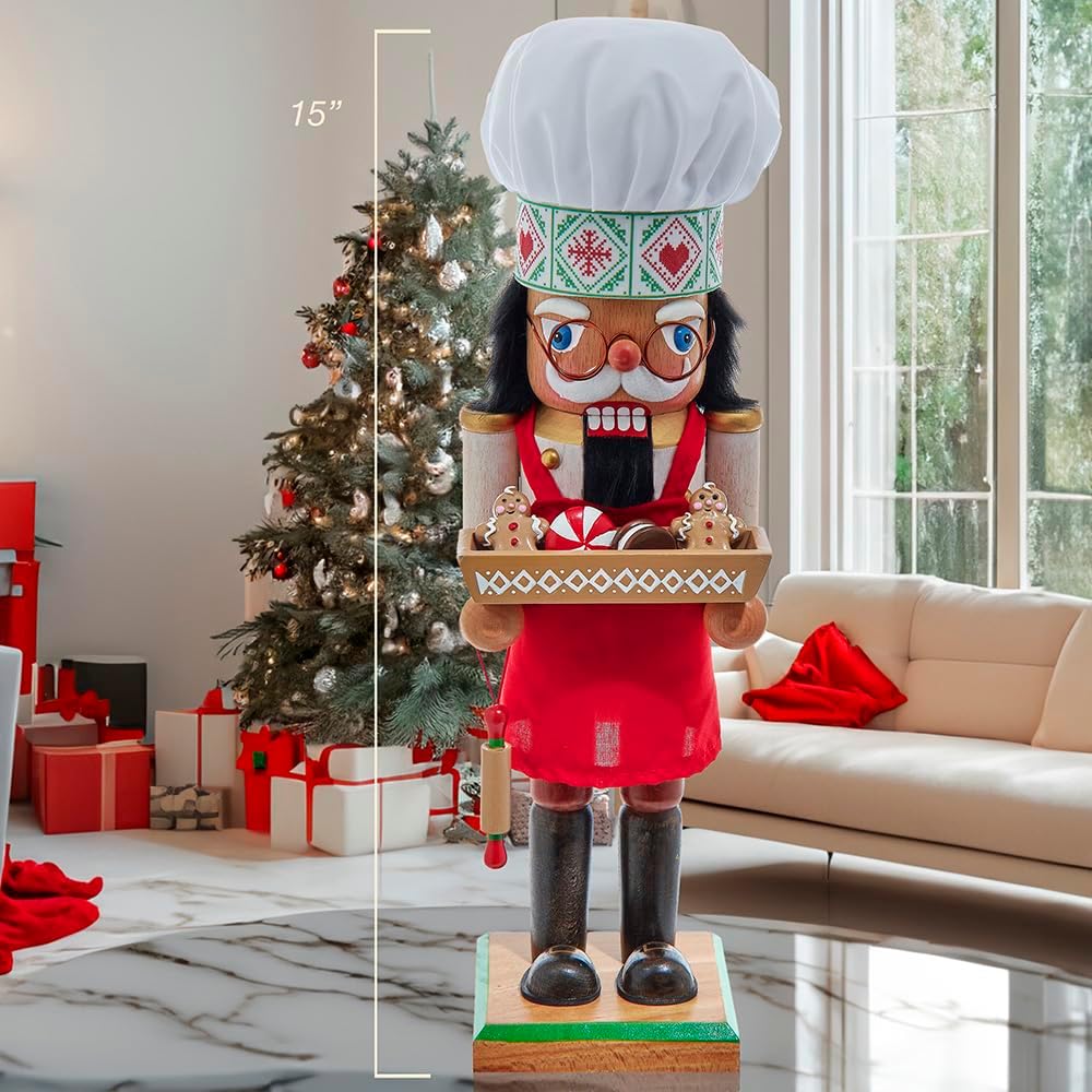 Kurt Adler 15-inch Wooden Chef Nutcracker