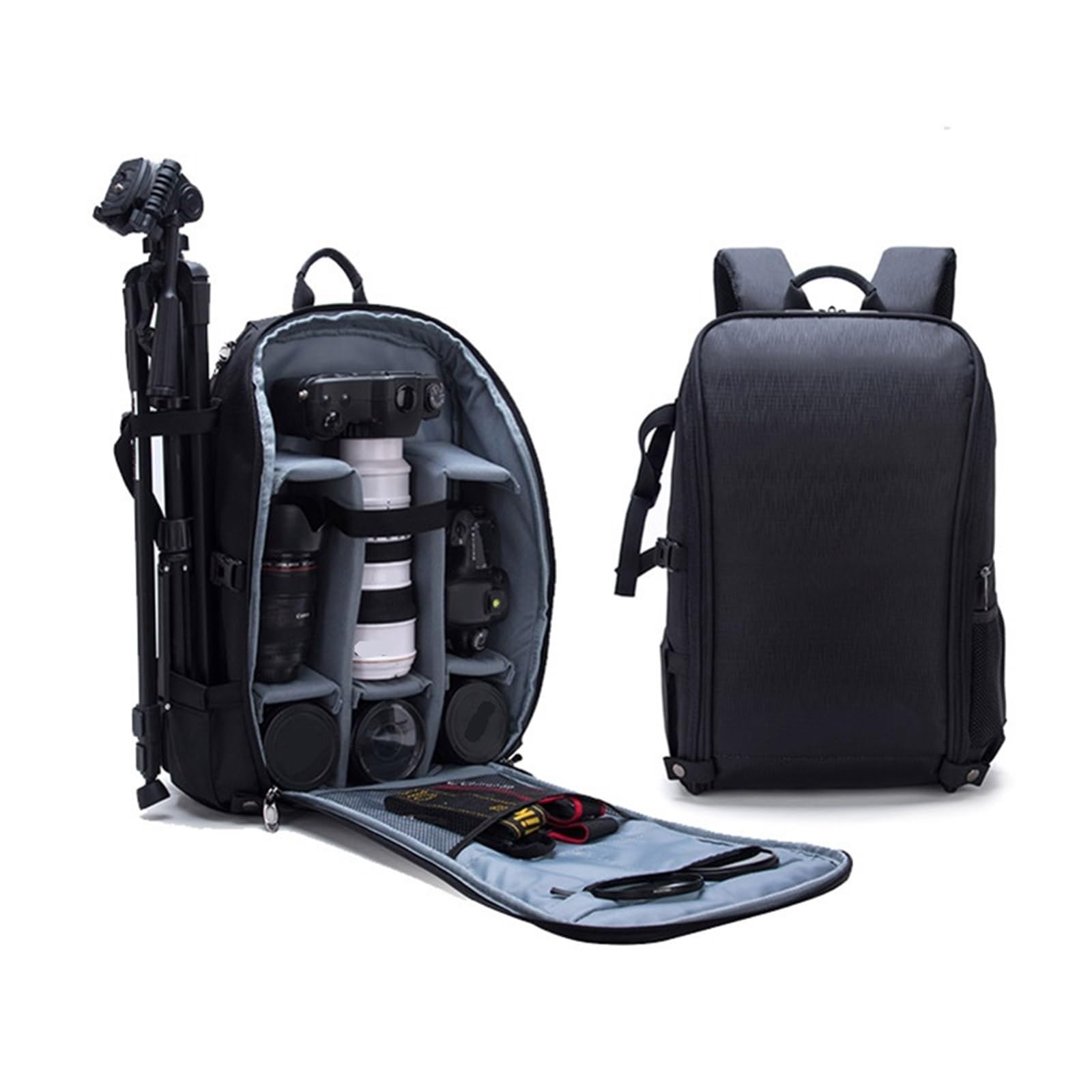 Mochila Fotografia Mochila de gran capacidad, cámara, fotografía impermeable, dron viaje multifuncional(Grey-Red Lining)