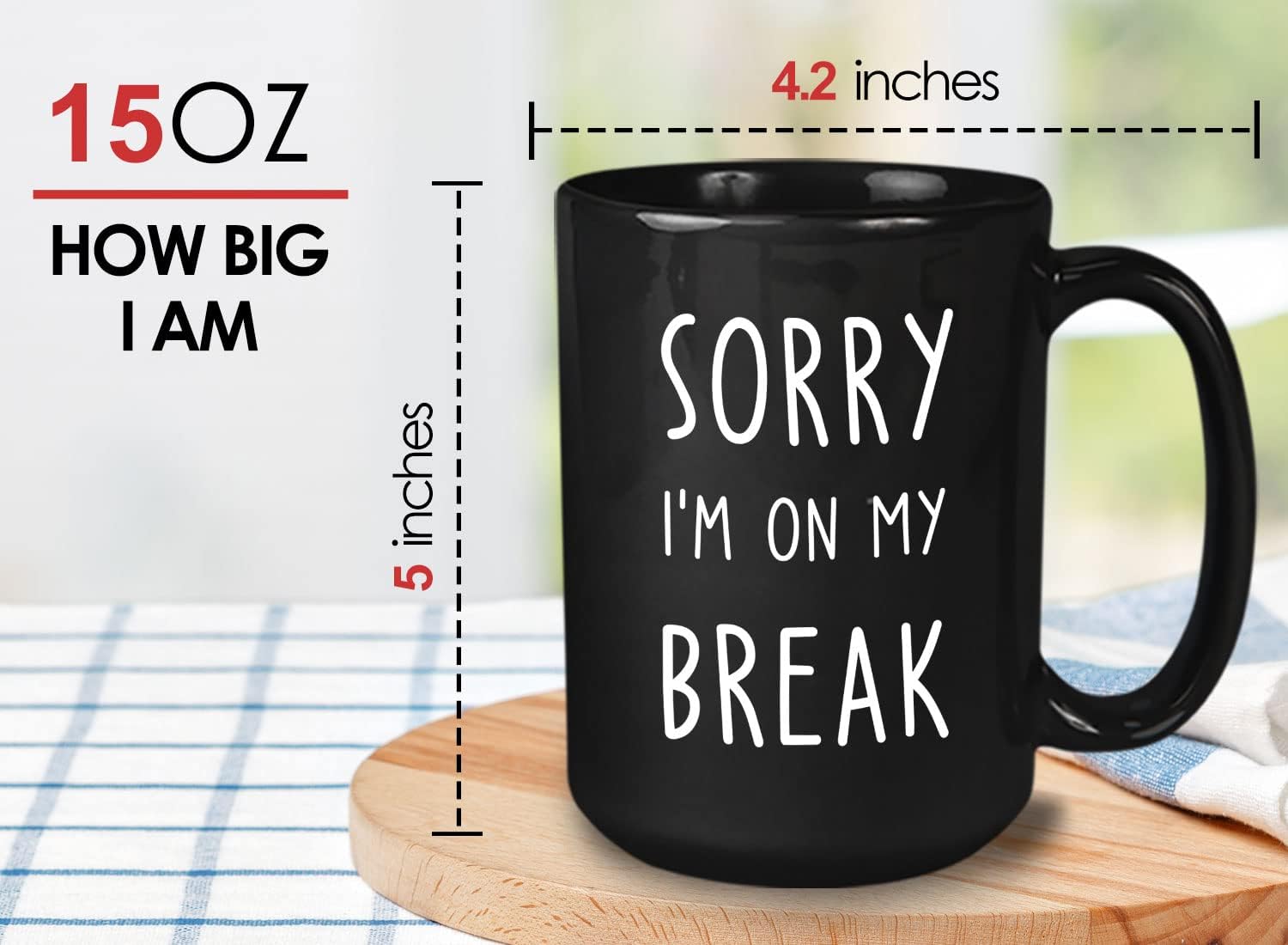 Bubble Hugs Customer Service Coffee Mug 15oz Black - Sorry I'm On My Break - Client Office Humor Funny Jobs Joke For Coworker Employee Call Center