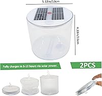 Vista 2 de Linterna solar inflable, 2 faroles solares impermeables con LED blancos, lámpara solar portátil plegable con asa para campamento, senderismo