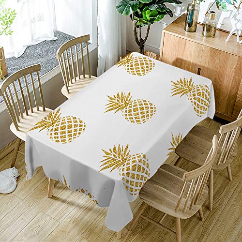 Aoyego Gold Pineapple Tablecloths Summer Yellow Tropical Fruit Exotic Sweet Repeat Table Cloths Rectangle Decoration 60X90 Inch Polyester For Cafe Family Kitchen Outdoor #TOP3
