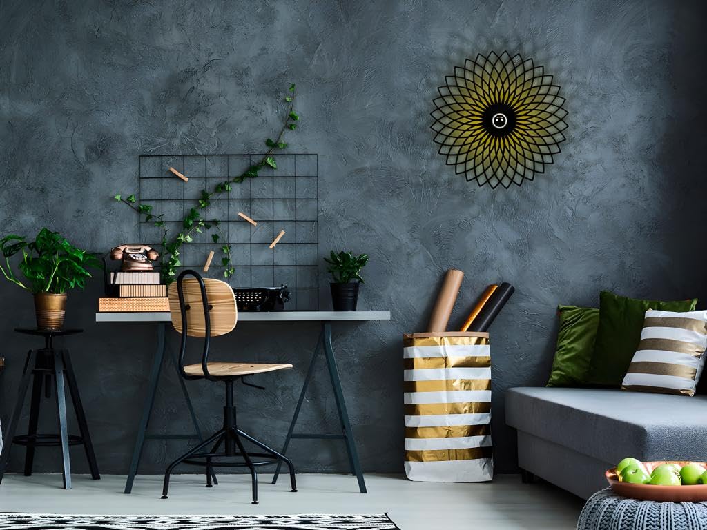 Vente-unique - Applique murale en métal - D. 50 cm - Noir - FOLINA