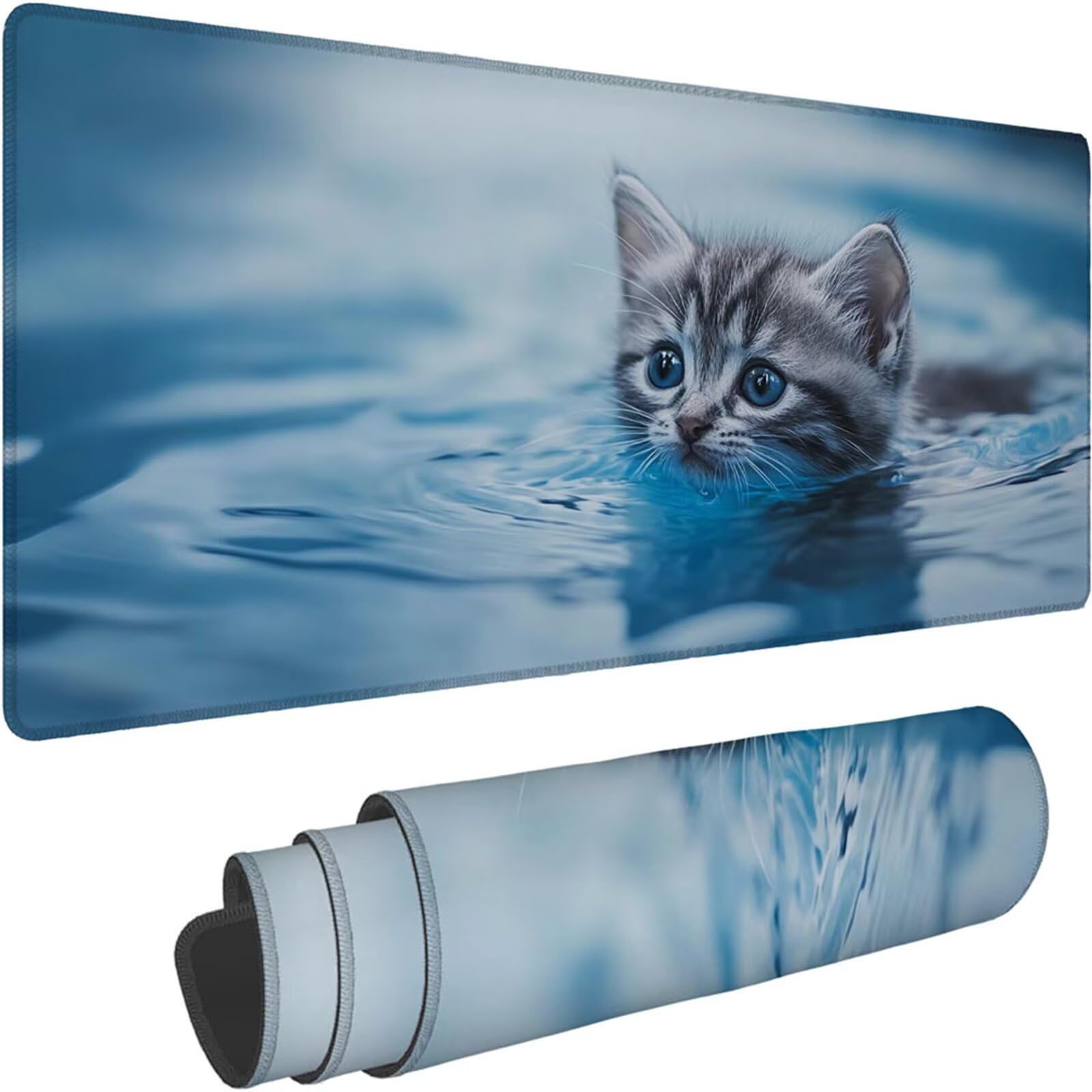 Gamingowa podkładka pod mysz 1200 x 600 x 3 mm, XXL, wodoszczelna, odporna na ścieranie, z przyszytymi krawędziami, niebieska, podkładka na biurko, poprawia prędkość i precyzję pod laptopa, komputera